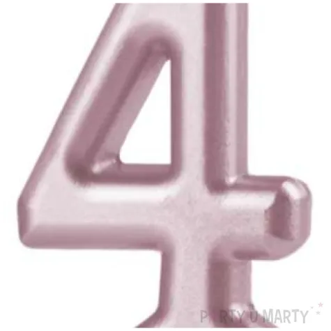 swieczka cyfra 4 partypal rozowe zloto 10 cm