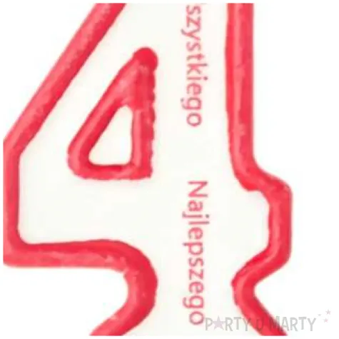 swieczka cyfra 4 wszystkiego najlepszego partypal czerwona 8 cm