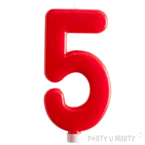 swieczka cyfra 5 giant dekora czerwona 15 cm