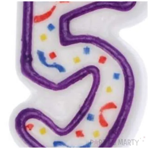 swieczka cyfra 5 imprezka ravi bialo fioletowa 7 5 cm