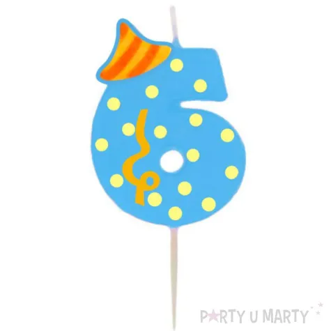 swieczka cyfra 6 broadway ravi niebieska