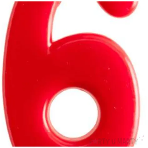 swieczka cyfra 6 giant dekora czerwona 15 cm