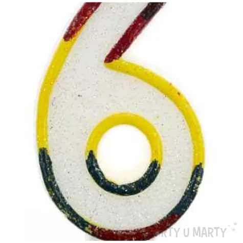 swieczka cyfra 6 z brokatem czerwony godan