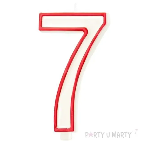 swieczka cyfra 7 partypal bialo czerwona 13 cm