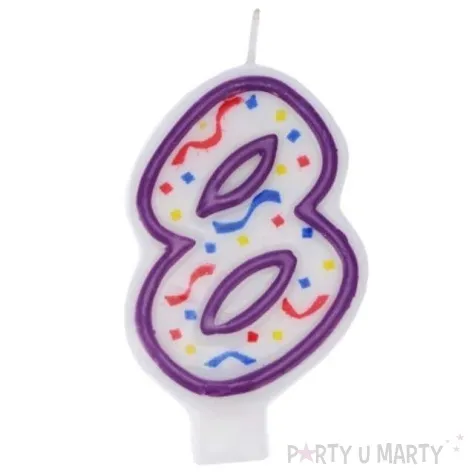 swieczka cyfra 8 imprezka ravi bialo fioletowa 7 5 cm