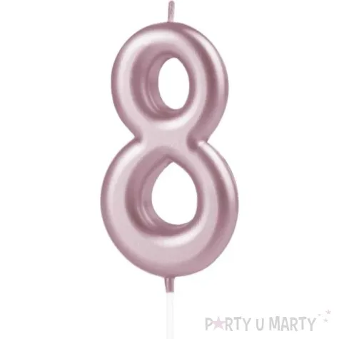 swieczka cyfra 8 partypal rozowe zloto 10 cm