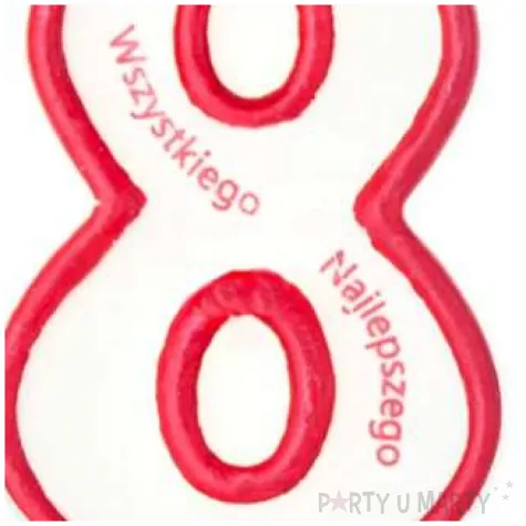 swieczka cyfra 8 wszystkiego najlepszego partypal czerwona 8 cm