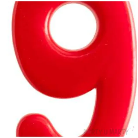 swieczka cyfra 9 giant dekora czerwona 15 cm