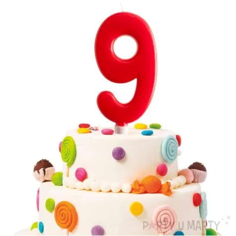 swieczka cyfra 9 giant dekora czerwona 15 cm