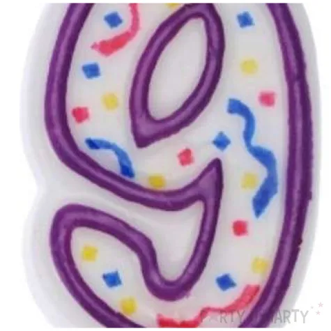 swieczka cyfra 9 imprezka ravi bialo fioletowa 7 5 cm