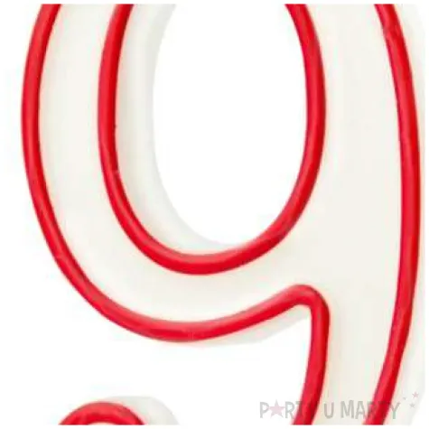 swieczka cyfra 9 partypal bialo czerwona 13 cm