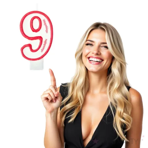 swieczka cyfra 9 wszystkiego najlepszego partypal czerwona 8 cm