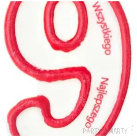 swieczka cyfra 9 wszystkiego najlepszego partypal czerwona 8 cm