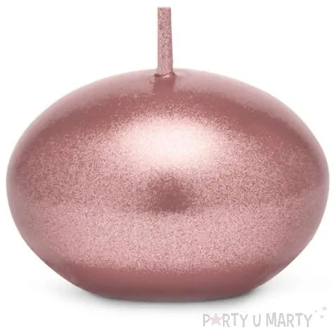 swieczka dysk plywajacy metalik rozowe zloto partydeco 40 mm 50 szt