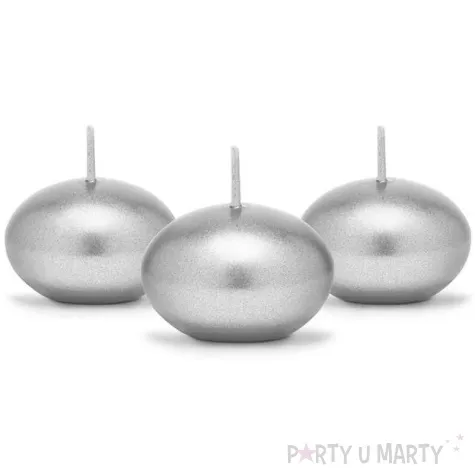 swieczka dysk plywajacy metalik srebrna partydeco 40 mm 50 szt