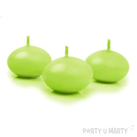 swieczka dysk plywajacy zielona jasna partydeco 40 mm 50 szt
