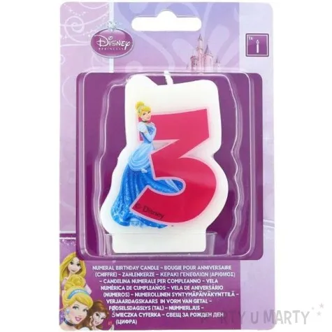 swieczka ksiezniczka disneya cyferka 3 kopciuszek rozowa procos