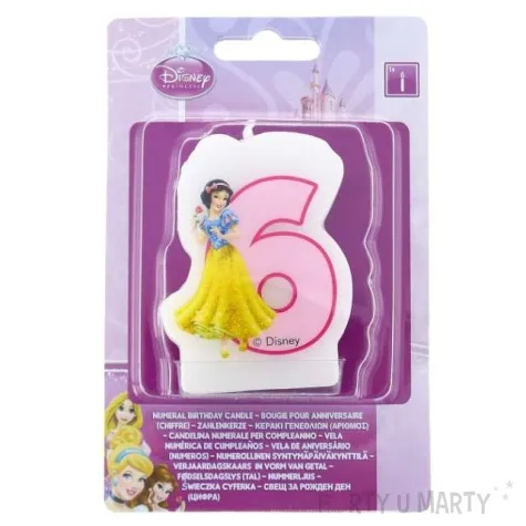 swieczka ksiezniczka disneya cyferka 6 sniezka rozowa procos