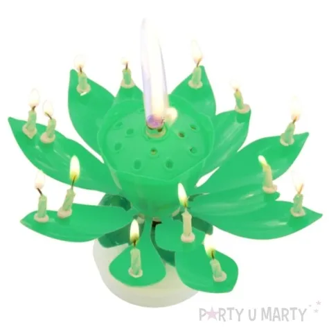 swieczka kwiat grajacy happy birthday zielona tamipol