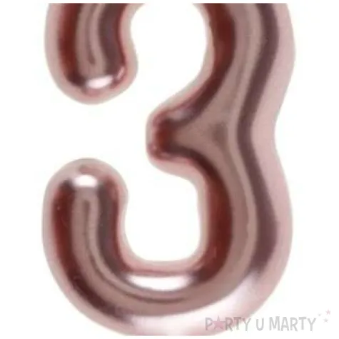 swieczka metaliczna cyfra 3 rozowe zloto santex 9 cm