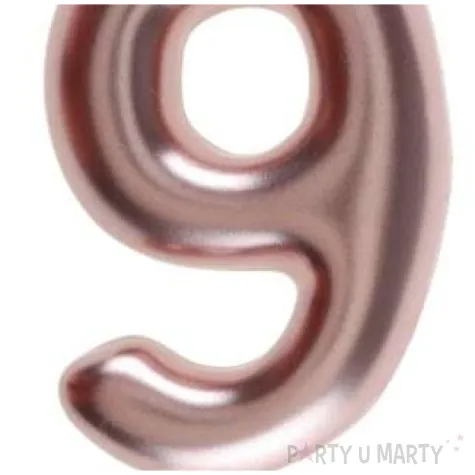 swieczka metaliczna cyfra 9 rozowe zloto santex 9 cm