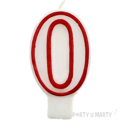 swieczka na tort 0 godan czerwony kontur 7 cm