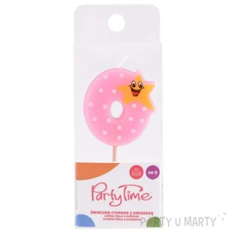 swieczka na tort 0 z gwiazdka rozowa arpex