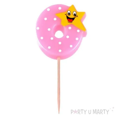 swieczka na tort 0 z gwiazdka rozowa arpex