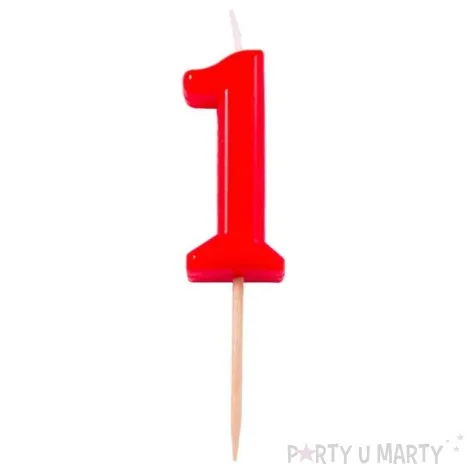 swieczka na tort 1 folat czerwona