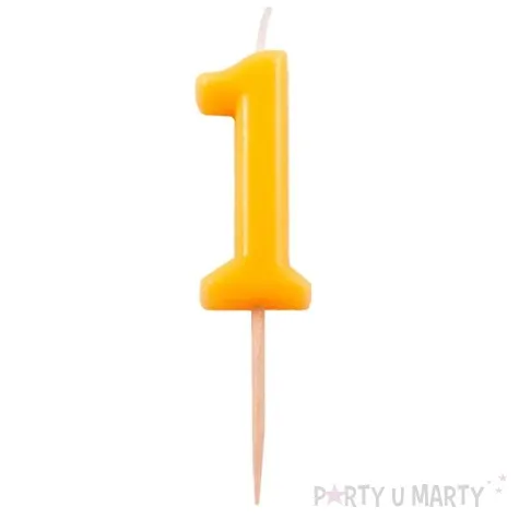 swieczka na tort 1 folat pomaranczowa