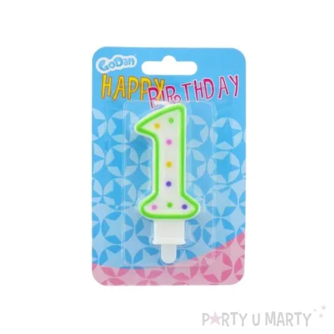 swieczka na tort 1 godan kropeczki 8 cm