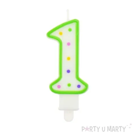 swieczka na tort 1 godan kropeczki 8 cm