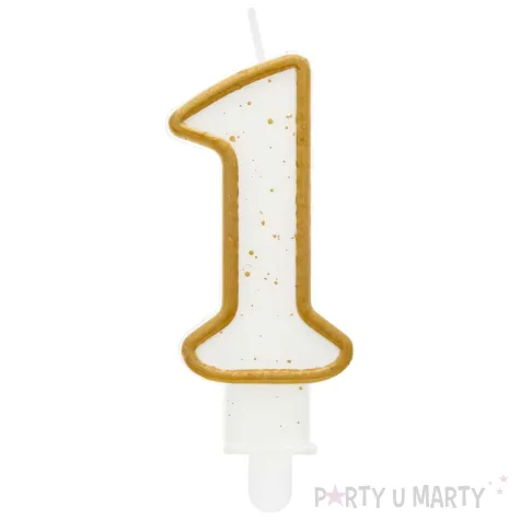 swieczka na tort 1 godan zlota z brokatem 9 cm