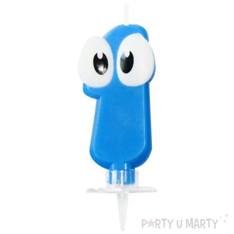 swieczka na tort 1 niebieski ludek arpex 8 cm