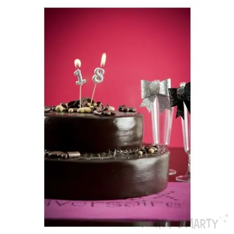 swieczka na tort 18 silver piker santex 8 cm