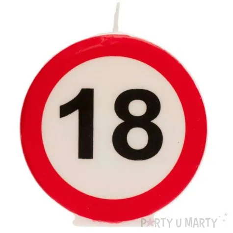 swieczka na tort 18 urodziny bialo czerwona dekora