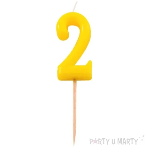 swieczka na tort 2 folat zolta