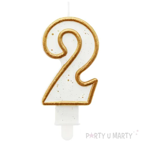 swieczka na tort 2 godan zlota z brokatem 9 cm