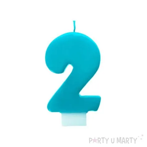 swieczka na tort 2 monte blekit 6 5 cm partydeco blekitna