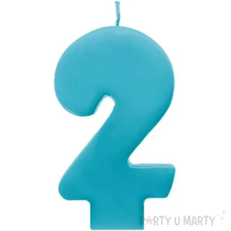 swieczka na tort 2 monte blekit 6 5 cm partydeco blekitna