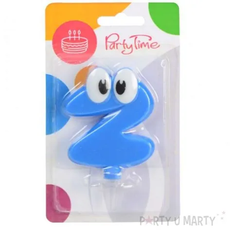 swieczka na tort 2 niebieski ludek arpex 8 cm