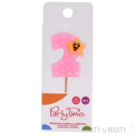 swieczka na tort 2 z gwiazdka rozowa arpex