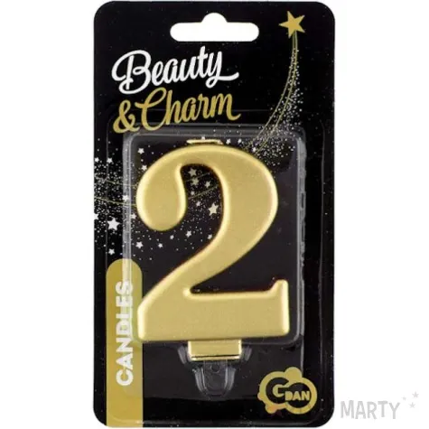 swieczka na tort 2 zlota godan