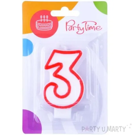 swieczka na tort 3 czerwony kontur arpex