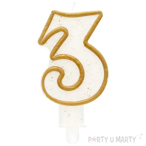 swieczka na tort 3 godan zlota z brokatem 9 cm