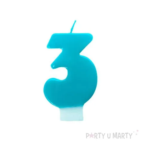 swieczka na tort 3 monte blekit 6 5 cm partydeco blekitna