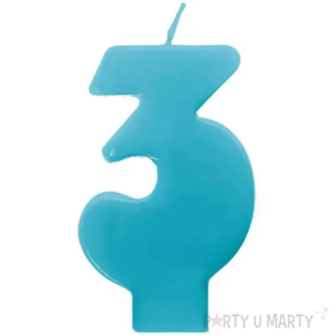 swieczka na tort 3 monte blekit 6 5 cm partydeco blekitna