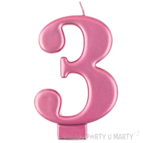 swieczka na tort 3 rozowa godan