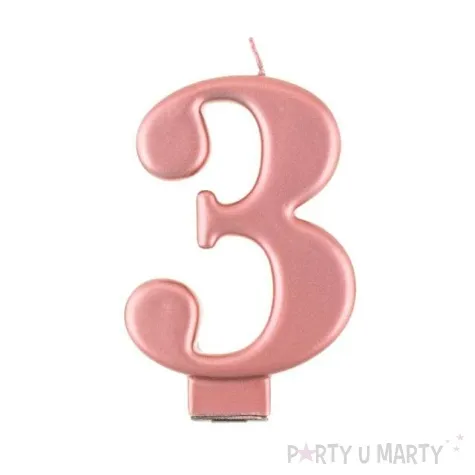 swieczka na tort 3 rozowe zloto godan