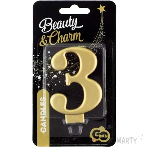 swieczka na tort 3 zlota godan